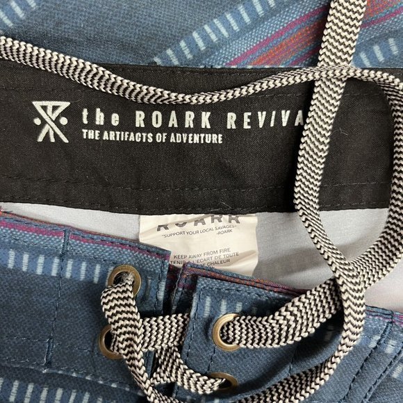 Roark Revival Men's Swim Board Shorts Teal/Red Striped Polyester/Spandex Size 30 - Picture 4 of 10